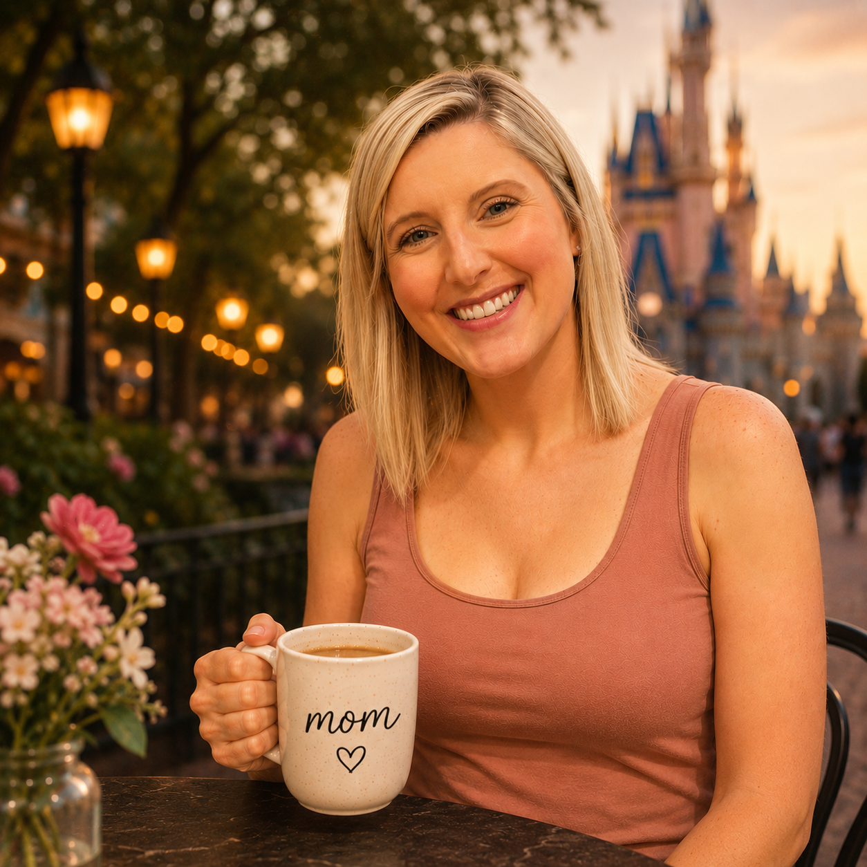 Mandy holding a mug